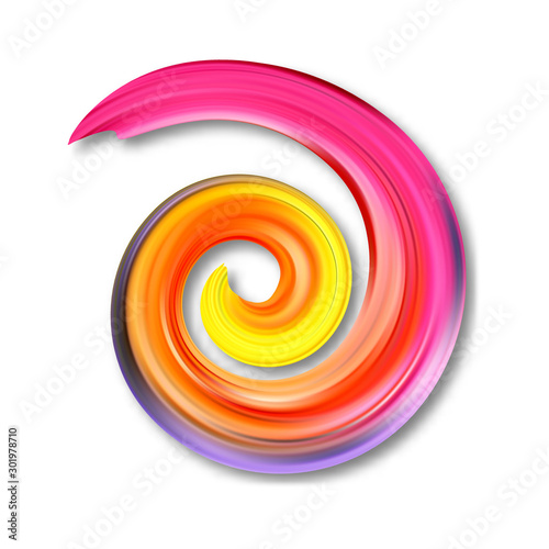 Vector illustration 3d realistic color brush stroke oil or acrylic paint. Wave Liquid shape. Trendy design