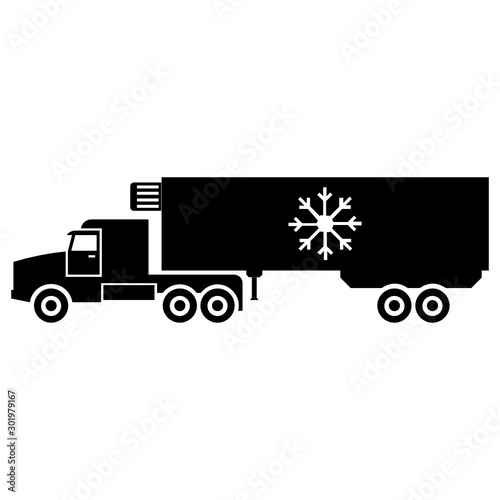 Refrigerated Container Vehicle Carrying temperature-sensitive cargo Vector Icon Design