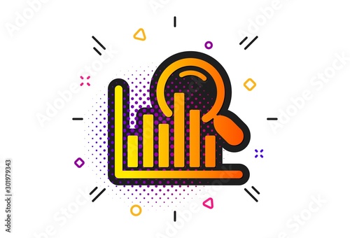Audit analysis sign. Halftone circles pattern. Search icon. Magnify glass. Classic flat search icon. Vector