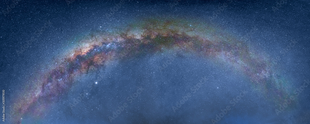 Beautiful night landscape with Milky way galaxy - Bromo Tengger Semeru National Park , Indonesia - obrazy, fototapety, plakaty 