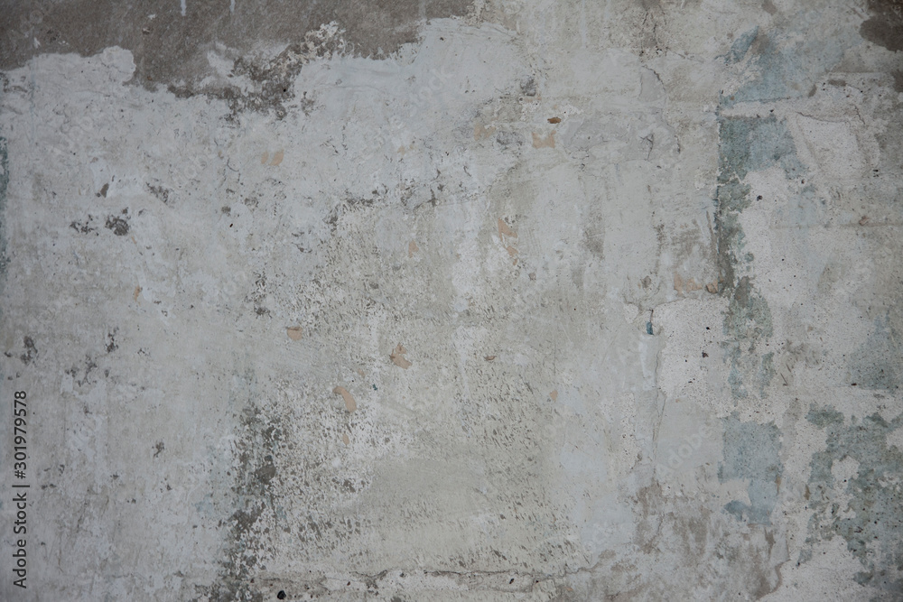 Fototapeta premium Horizontal plaster grunge wall background. Overlay grainy texture for your design. Brown grunge stucco with scuffs
