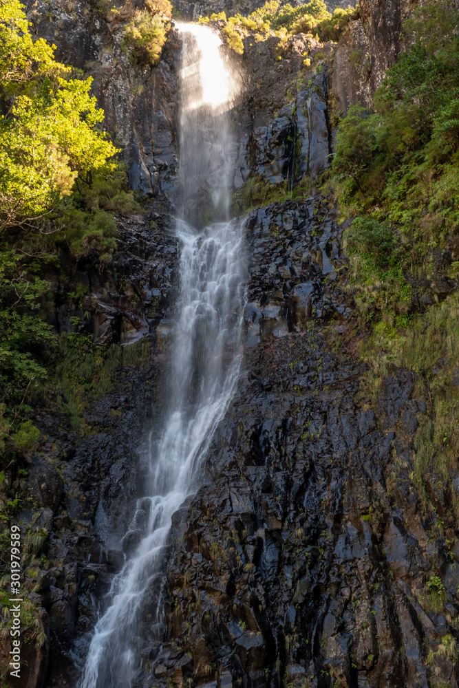 Waterfall at Levada Do Risco, PR6, from Rabacal Madeira, Portugal, Europe Waterfall at Levada Do Risco, PR6, from Rabacal Madeira, Portugal, Europe