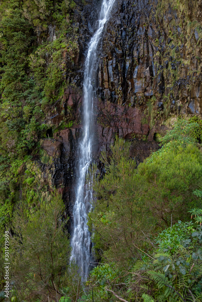 Waterfall at Levada Do Risco, PR6, from Rabacal Madeira, Portugal, Europe