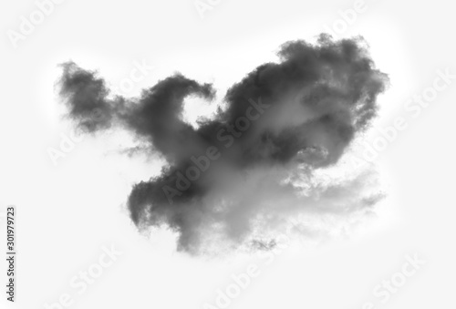 Black smoke isolated on a white background