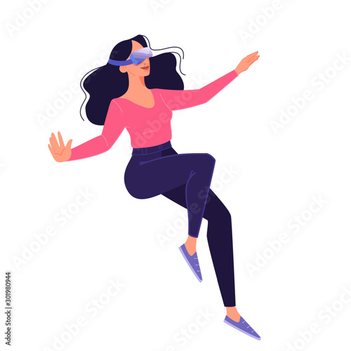 Vector illustration of person using a glasses of virtual reality