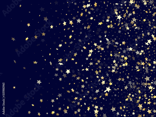 Gold falling star sparkle elements of glitter gradient vector background.
