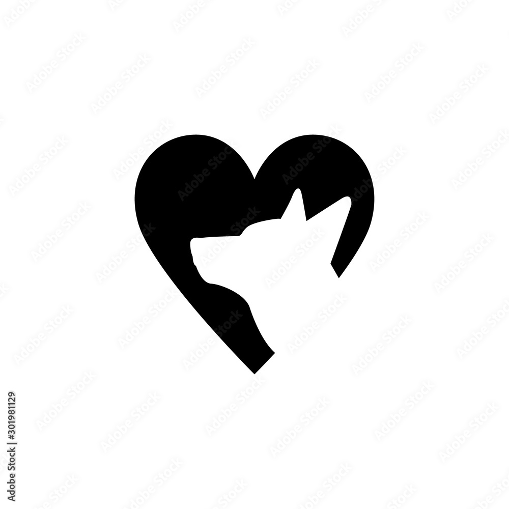 Dog in the heart - isolated vector icon. Black and white illustration with favorite pet. Animals adoptation and care. Dog in the heart - isolated vector icon. Black and white illustration with favorite pet. Animals adoptation and care.