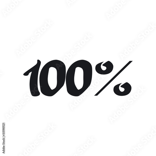 100% vector illustration. One hundred percent sign. Isolated black vector symbol
