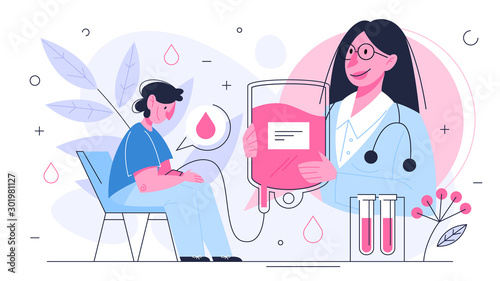 Blood donation concept. Give blood and save life, become donor.