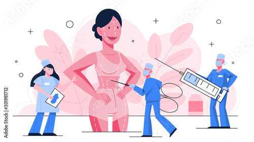 Plastic surgery concept. Idea of body and face correction.