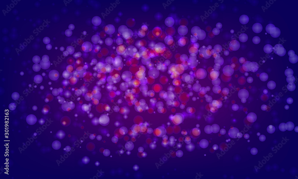 Abstract background with bokeh light effect. purple background with confetti