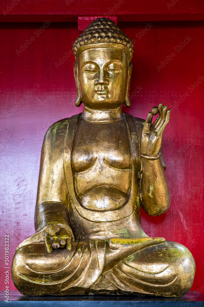 Buda statue in Japanese gardens in Monti palace gardens, Funchal, Madeira, Portugal, Europe Buda statue in Japanese gardens in Monti palace gardens, Funchal, Madeira, Portugal, Europe