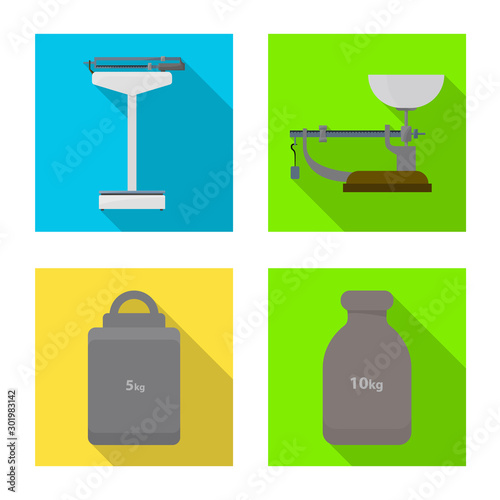Vector illustration of weight and scale icon. Set of weight and measure vector icon for stock.