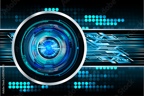 Blue eye cyber circuit future technology concept background