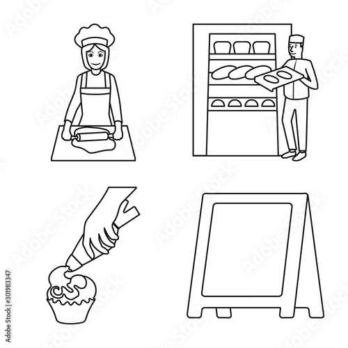 Isolated object of bakery and natural sign. Set of bakery and utensils stock symbol for web.