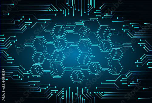 Blue cyber circuit future technology concept background