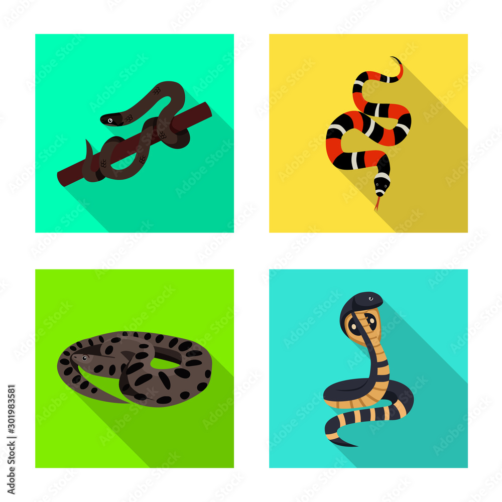 Isolated object of snake and creepy icon. Set of snake and wildlife stock vector illustration.