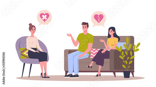 People talking to psychologist. People talking about their problem and emotion