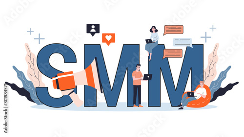 SMM social media marketing concept