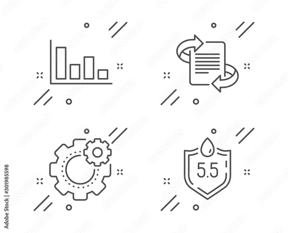 Marketing, Histogram and Cogwheel line icons set. Ph neutral sign. Article, Economic trend, Engineering tool. Water. Science set. Line marketing outline icon. Vector Marketing, Histogram and Cogwheel line icons set. Ph neutral sign. Article, Economic trend, Engineering tool. Water. Science set. Line marketing outline icon. Vector