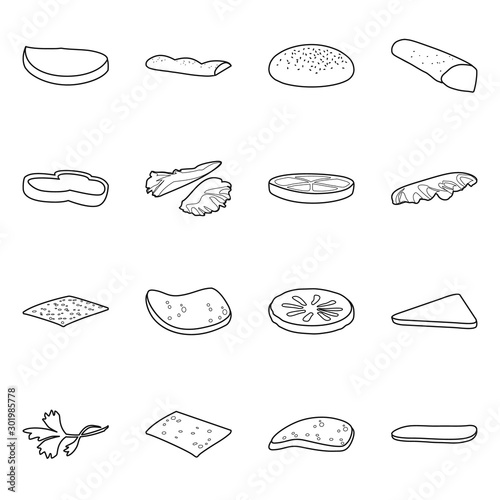 Isolated object of food and burger icon. Set of food and snack stock vector illustration.