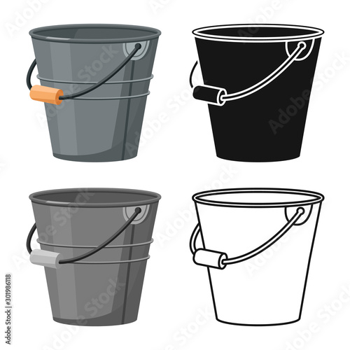 Vector illustration of bucketful and housework logo. Set of bucketful and equipment stock symbol for web.