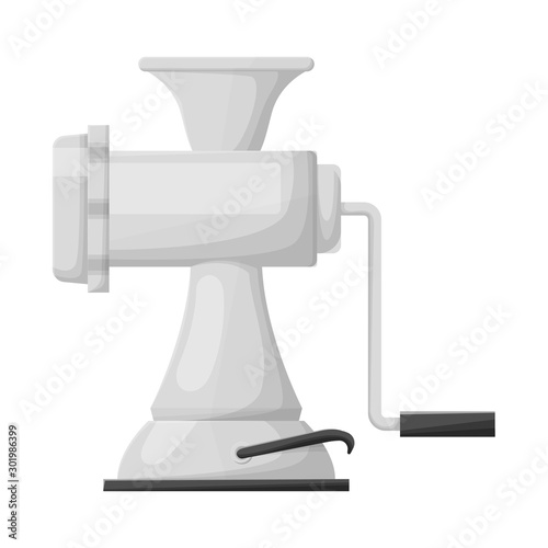Isolated object of meat and grinder logo. Graphic of meat and handle vector icon for stock.