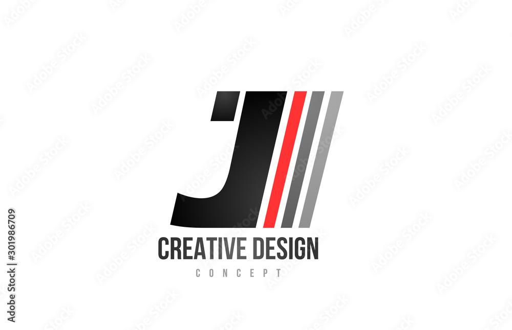 red black alphabet letter J logo icon design for company or business red black alphabet letter J logo icon design for company or business