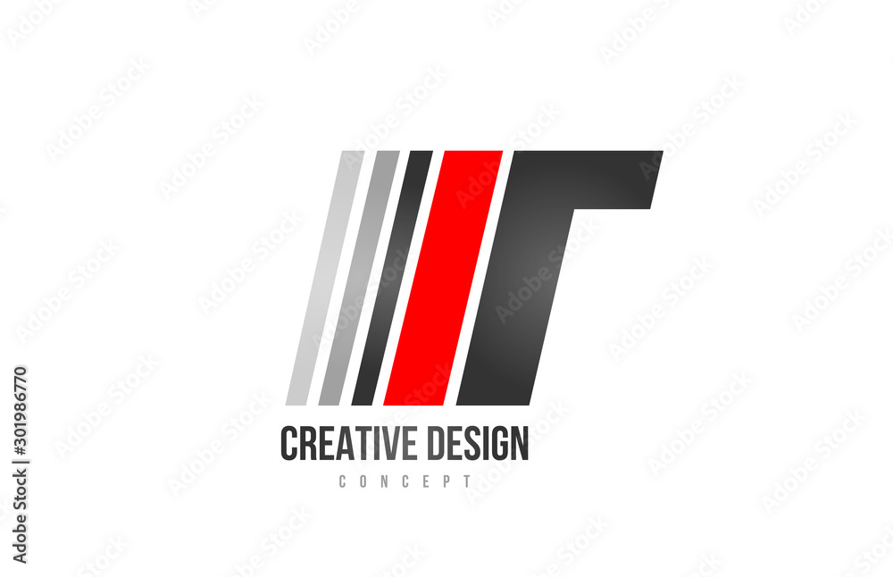 Obraz premium red black alphabet letter T logo icon design for company or business