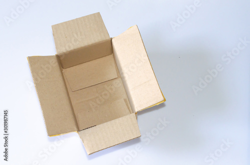 Cardboard box packaging white background