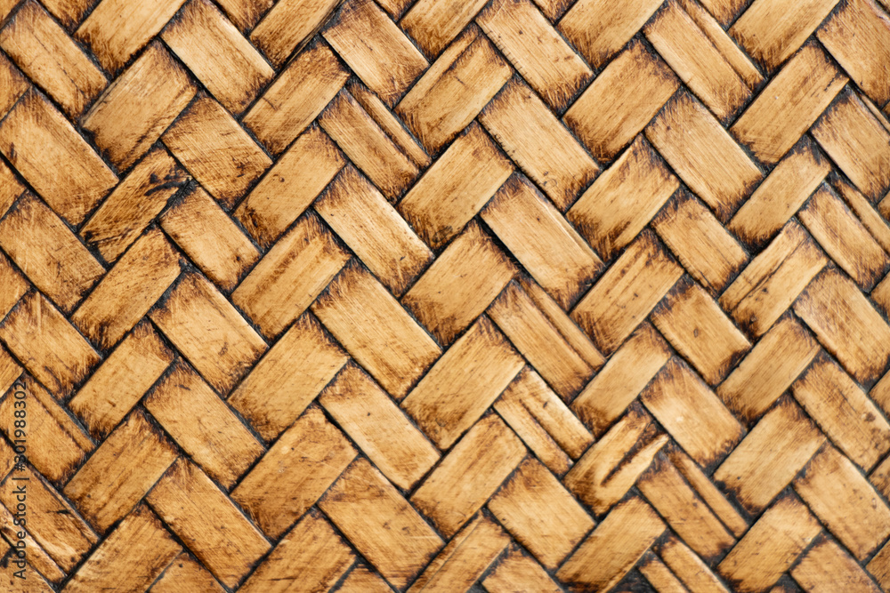 Closed up of wood weave textured background - obrazy, fototapety, plakaty 