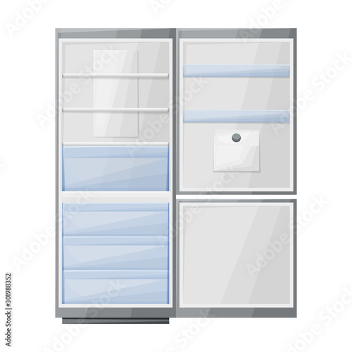 Modern fridge vector icon.Cartoon vector icon isolated on white background modern fridge.