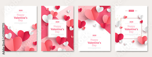 Fotografie, Obraz Valentine's day concept posters set