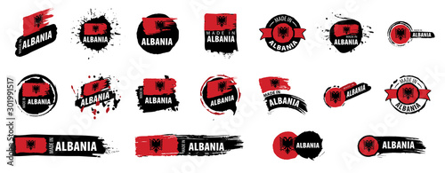 Albania flag, vector illustration on a white background