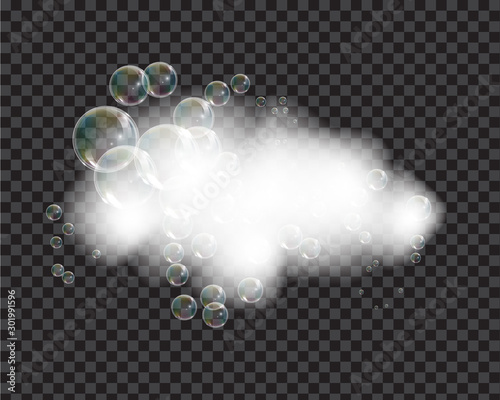 Bath foam soap with bubbles isolated vector illustration on transparent background. Shampoo and soap foam lather vector illustration.