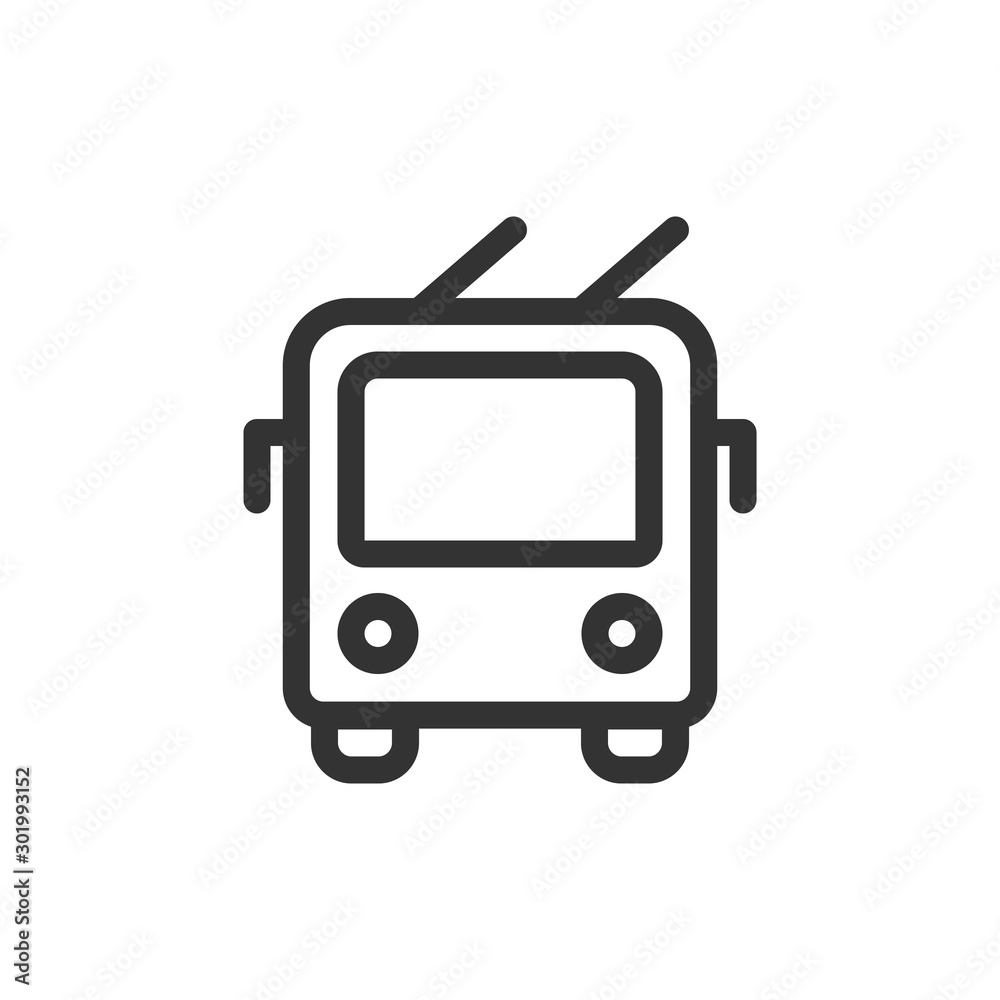 Trolley bus front view vector outline style icon. Marking of public transport stops. Trolley bus front view vector outline style icon. Marking of public transport stops.