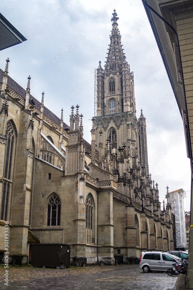 Fototapeta premium Bern, Switzerland. Bern Minster, gothic cathedral