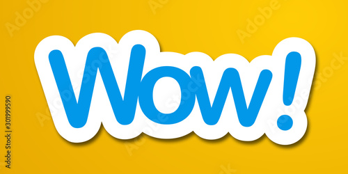 Fotografía wow label in yellow background
