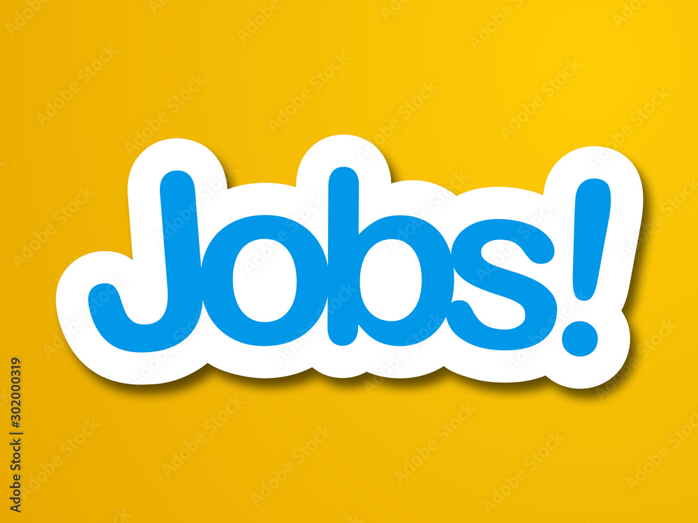 Fotografie jobs label in yellow background