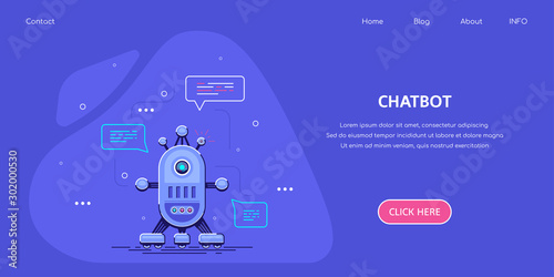 Chatbot Banner Concept Design, Stock Vector Illustration