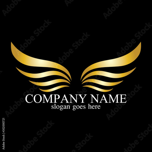 wings gold logo vector illustration template-vector