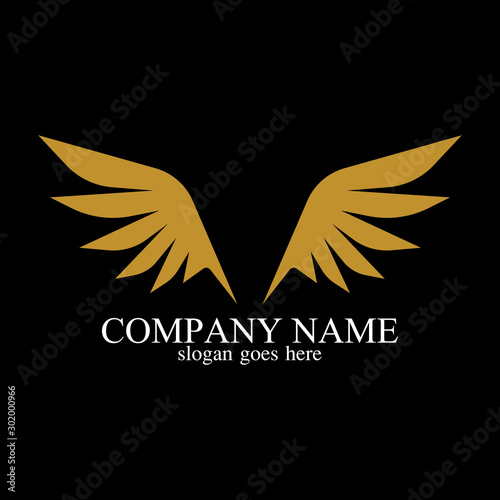 wings gold logo vector illustration template-vector