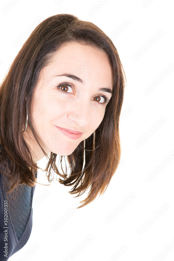 Studio portrait of happy excited young woman Studio portrait of happy excited young woman