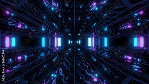 futuristic textured sci-fi space hangar tunnel cooridor 3d illustration background wallpaper