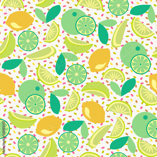 Fototapeta Naklejka Na Ścianę i Meble -   pattern with Lime, lemon and orange slices