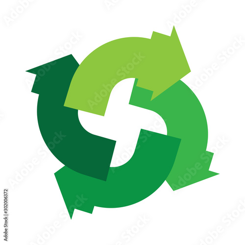 green arrow recycle logo vector icon template