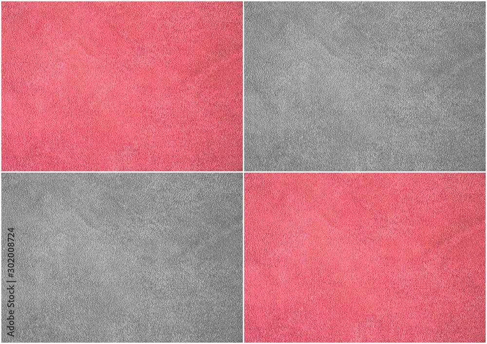 Fototapeta premium The texture of genuine leather. Suede. Collage. Gray and pink.