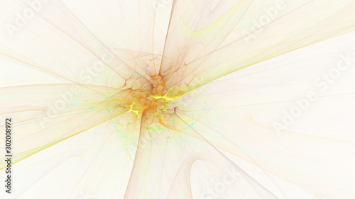 Fototapeta Naklejka Na Ścianę i Meble -  Abstract transparent golden crystal shapes. Fantasy light background. Digital fractal art. 3d rendering.