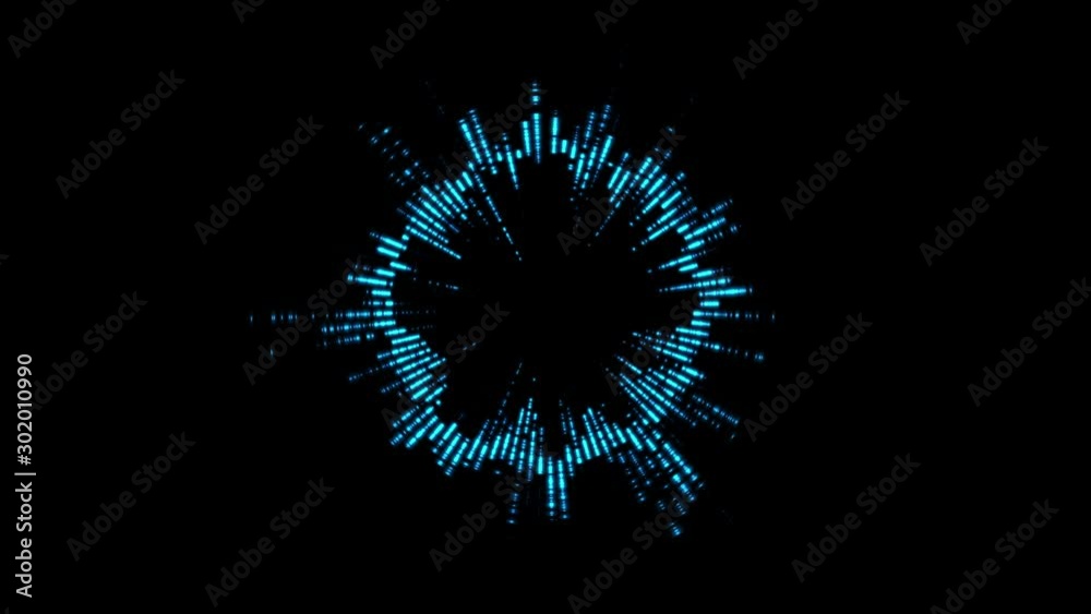 Visualization of voice record, artificial intelligence. Music equalizer, audio waves sound digital player waveform, hud tune bar, recorder signal. Available in 4K video render footage.