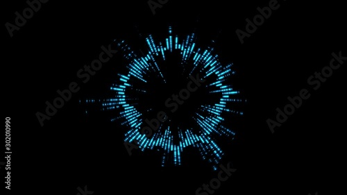 Visualization of voice record, artificial intelligence. Music equalizer, audio waves sound digital player waveform, hud tune bar, recorder signal. Available in 4K video render footage.
